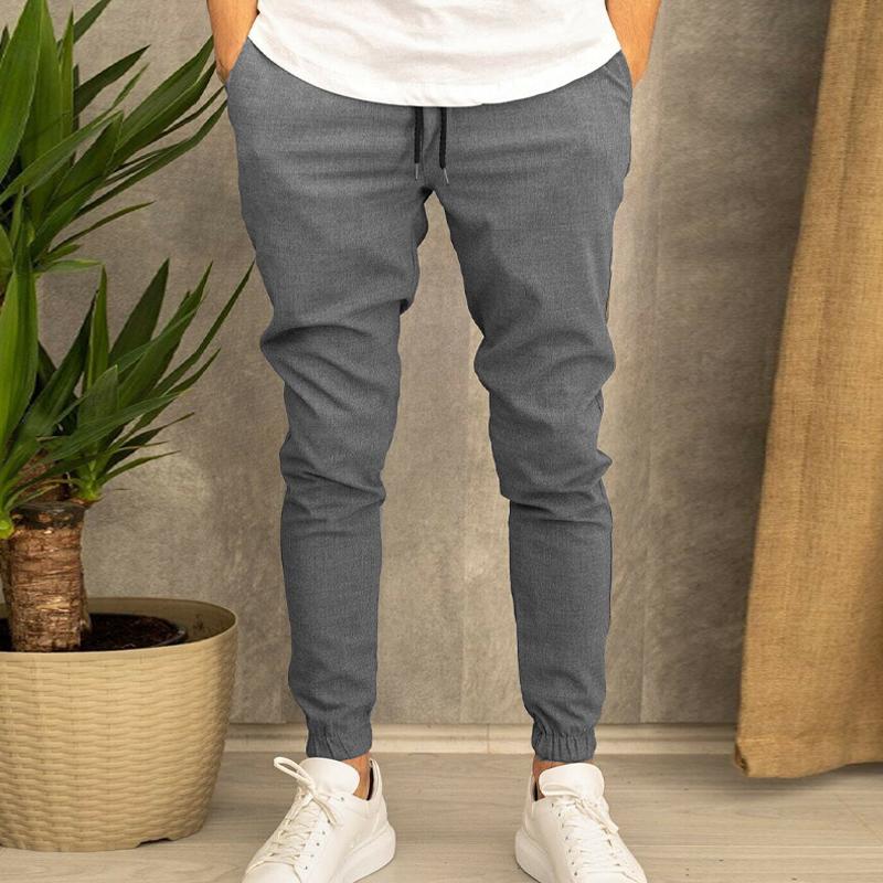 Men's Casual Solid Color Drawstring Trousers 63123584Y