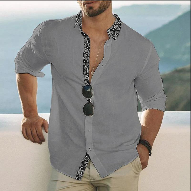 Men's Printed Casual Lapel Shirt 74256199X