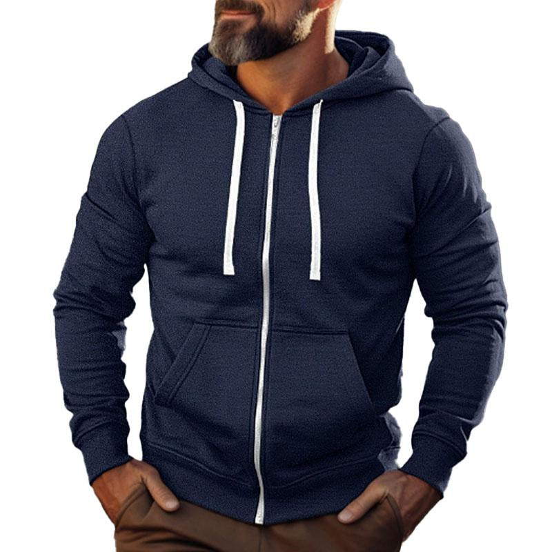 Men's Casual Solid Color Sport Long Sleeve Hoodie Jacket 73776667Y