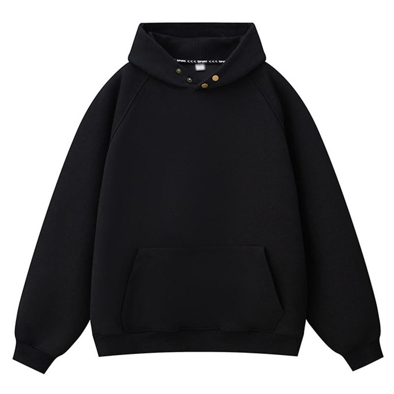 Men's Casual Solid Color Button Kangaroo Pocket Pullover Hoodie 43311678M