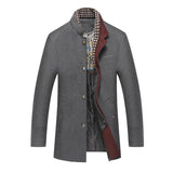 Men's Casual Solid Color Scarf Collar Mid-length Coat 53583831X