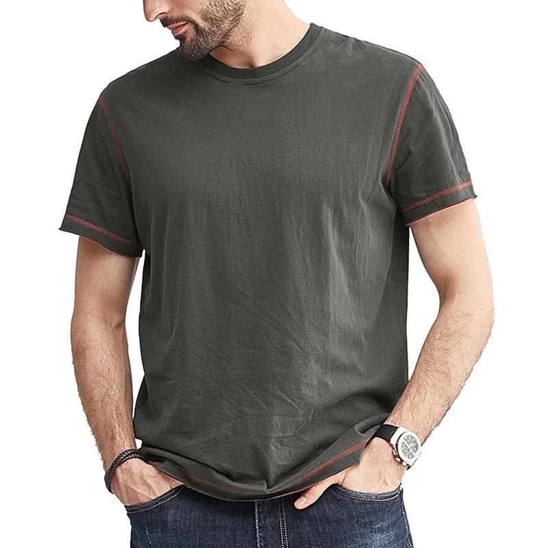 Men's Retro Casual Solid Color Short Sleeve T-Shirt 77388672TO