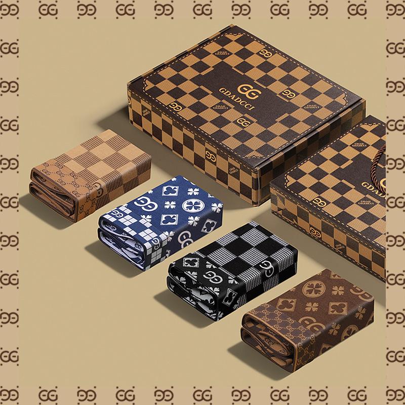 Men's Underwear 4 Pcs Retro Geometric Letters Print Breathable Boxer Briefs Set 57589817Z