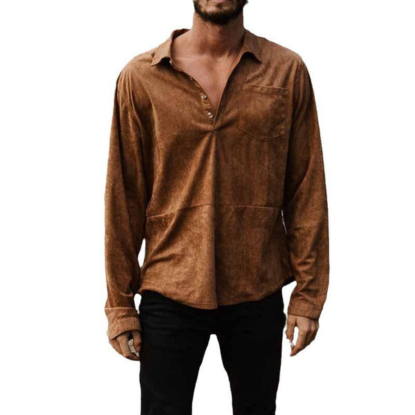 Men's Casual Vintage Loose V-Neck Shirt 59240500X