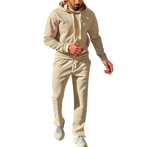 Men's Casual Solid Color Long-Sleeved Hoodie Sweatpants Set 06374039M