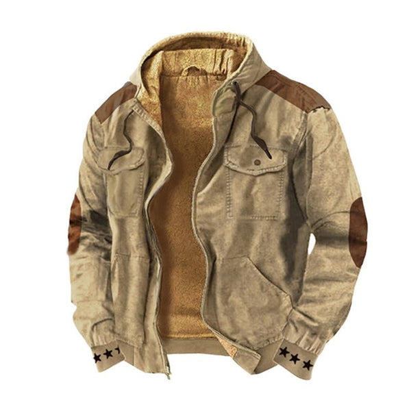 Men's Casual Colorblock Printed Multi-Pocket Hooded Jacket 11787657Y