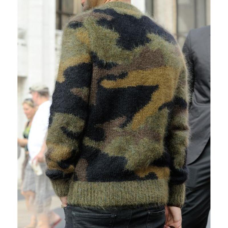 【Expédition 24 heures】Pull ras du cou en jacquard camouflage vintage pour homme 79045048Y