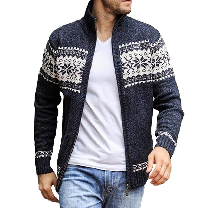 Men's Vintage Christmas Jacquard Stand Collar Cardigan 09413766Y