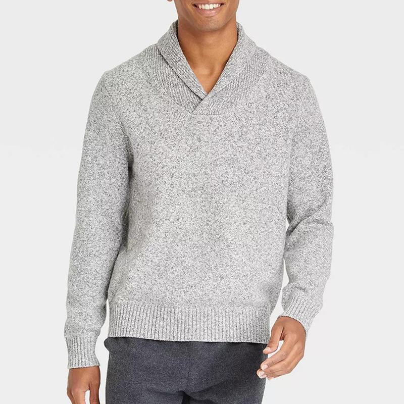 Men's Casual Solid Color V-Neck Long-Sleeved Sweater 04686905Y