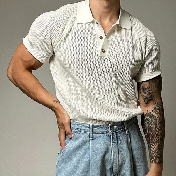 Men's Casual Retro Short-sleeved Polo Shirt 93508195TO