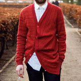 Men's Fashionable Irregular Placket Single-Breasted Knitted Cardigan 44856892M