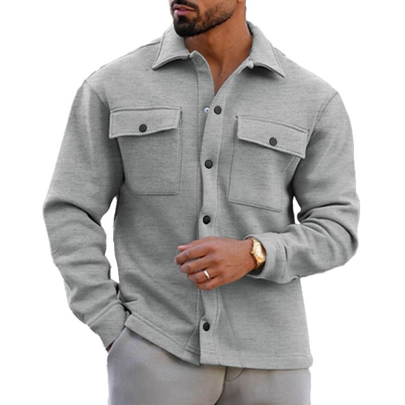 Men's Fleece Lapel Single-breasted Solid Jacket 18429543X