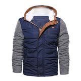 Men's Casual Padded Panel Zip Hooded Warm Coat 67160637M