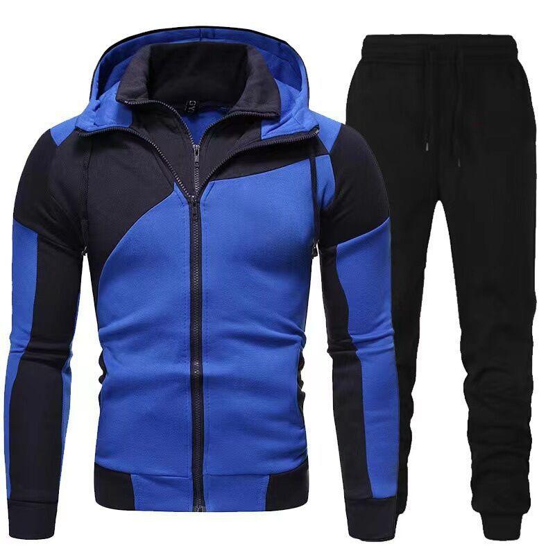 Men's Casual Double Layer Hoodie and Sweatpants Set 40965202F