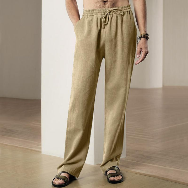 Men's Casual Solid Color Linen Breathable Loose Pants 13939824M