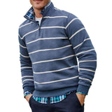 Men's Striped Print Casual Stand Collar Sweatshirt 03404943X