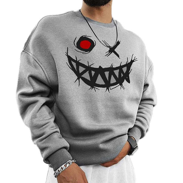 Men's Printed Round Neck Pullover Casual Sweatshirt 01463278X