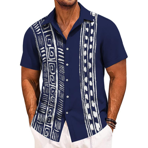 Men's Retro Ethnic Geometric Short Sleeve Shirt 08333465TO