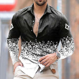 Men's Casual Gradient Geometric Long Sleeve Shirt 47516262TO