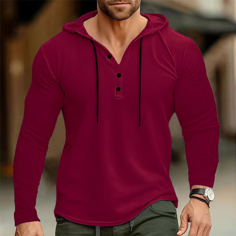 Men's Casual Solid Color Loose Long Sleeve Hoodie 50305630X