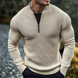 Men's Retro Casual Solid Color Zipper Knit Sweater 65890110TO