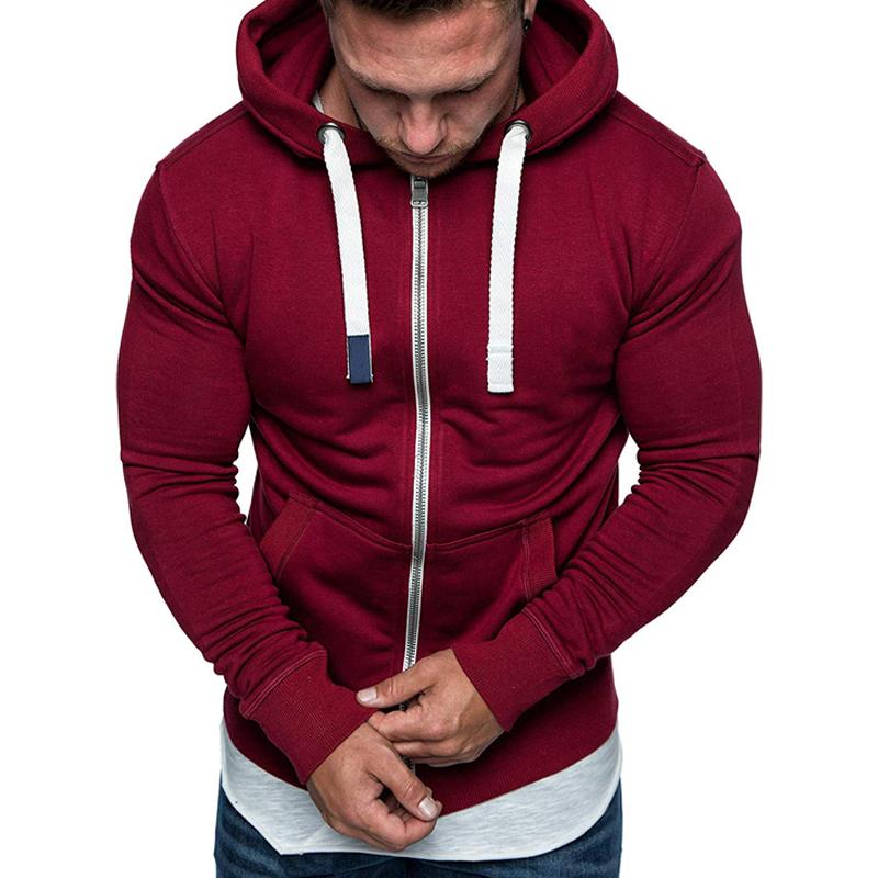 Men's Casual Solid Color Hooded Sweatshirt Jacket 88432395Y