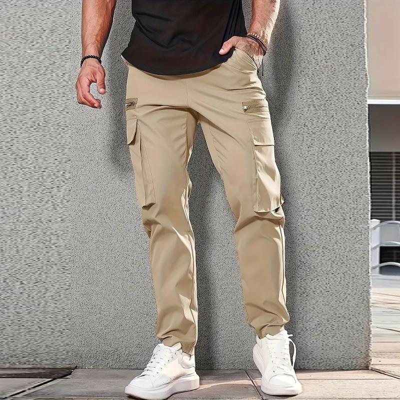 Pantalones cargo multibolsillos de color liso informales para hombre 65516134Y