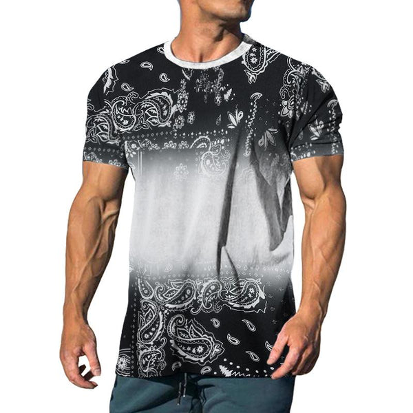 Men's Casual Perris Cashew Flower Gradient T-shirt 24334712TO