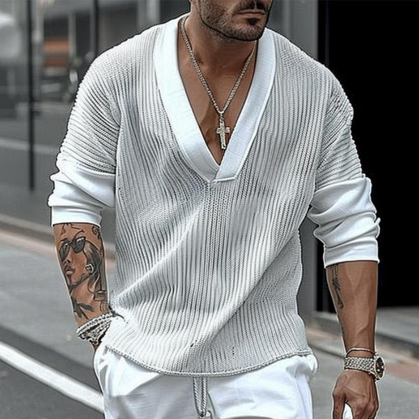 Men's Retro Street Stitching Long Sleeve T-Shirt 14097624TO