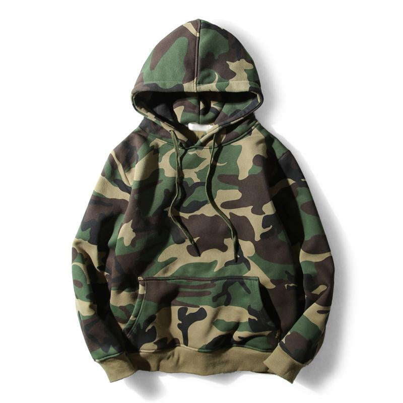 Men's Casual Outdoor Camouflage Fleece Warm Loose Hoodie 24316750M