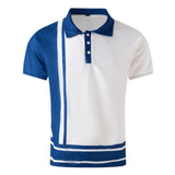Men's Striped Lapel Short Sleeve Polo Shirt 56072094X