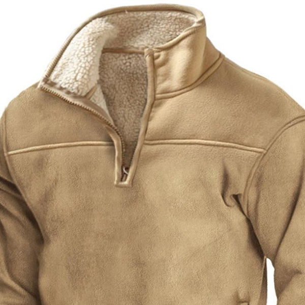 Men's Vintage Solid Color Stand Collar Half Zip Sweatshirt 92881231Y