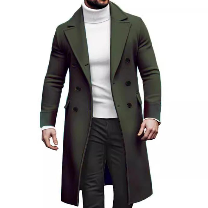 Manteau mi-long à double boutonnage pour homme de couleur unie 75578376X