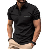 Men's Solid Waffle Button Henley Neck Sports Polo Shirt 90574814X