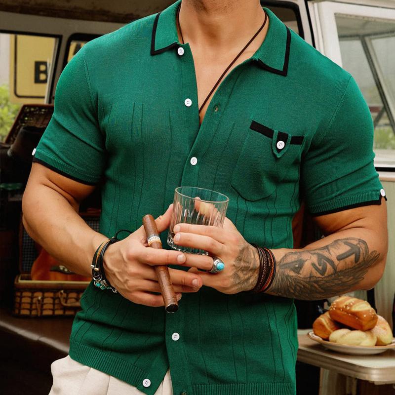 Men's Casual Business Lapel Short Sleeve Knitted POLO Shirt 11546965X