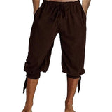 Men's Solid Color Elasticated Retro Cropped Trousers 13257264X