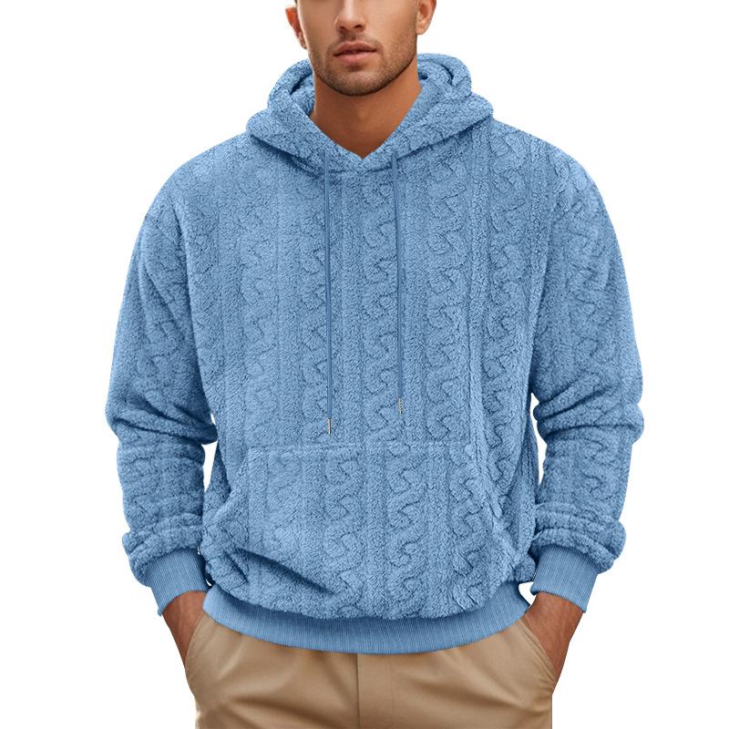 Men's Solid Color Jacquard Sports Casual Hoodie 94208625X