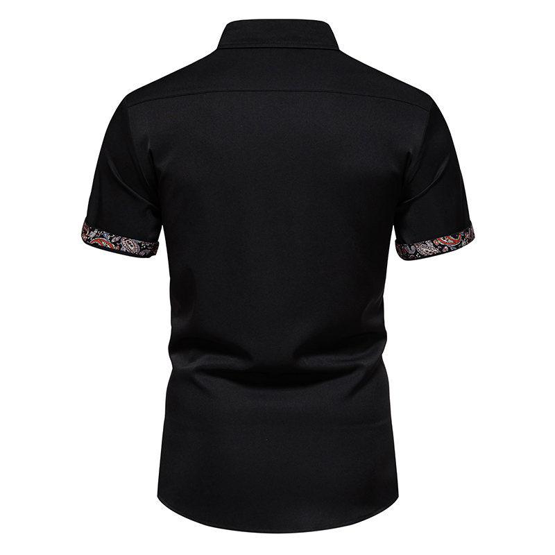 Men's Printed Patchwork Lapel Short-Sleeved Shirt 04446537Y