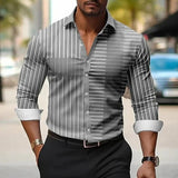 Men's Striped Colorblock Long Sleeve Shirt 20996175X