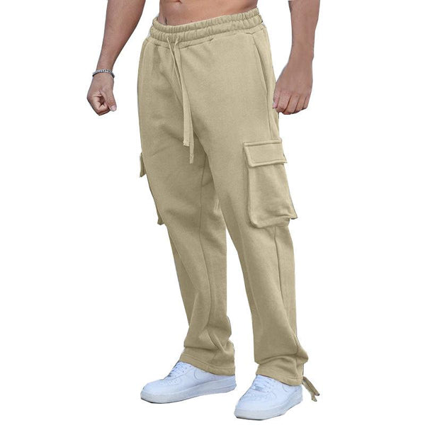 Men's Multi-Pocket Casual Drawstring Straight Trousers 13371989X