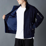 Men's Vintage Solid Corduroy Stand Collar Raglan Sleeves Multi-Pocket Jacket 42699267Y