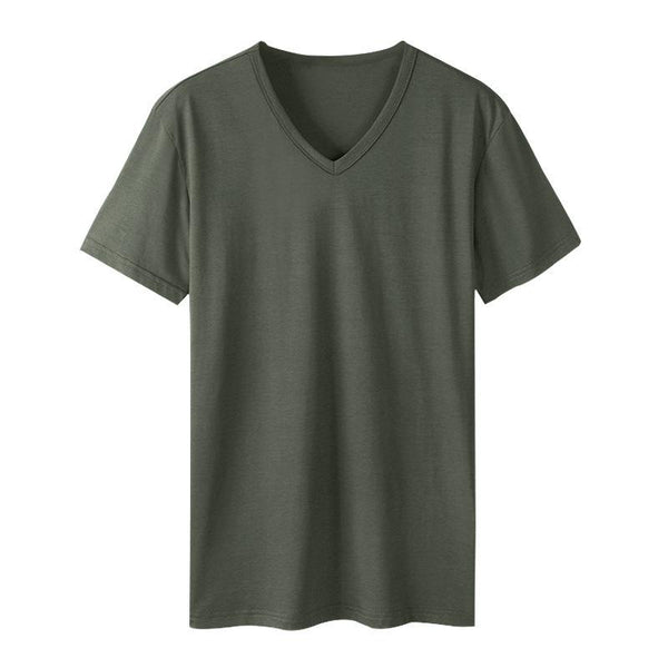 Men's V-neck Casual Solid Color Short-sleeved T-shirt 80649117X