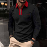 Men's Color Block Pocket Long Sleeve POLO Shirt 99308629X