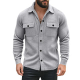 Men's Solid Color Lapel Chest Pocket Long Sleeve Shirt 68358975Z