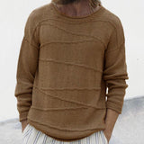 Men's Casual Round Neck Solid Color Long Sleeve Pullover Knitted Sweater 02928247M