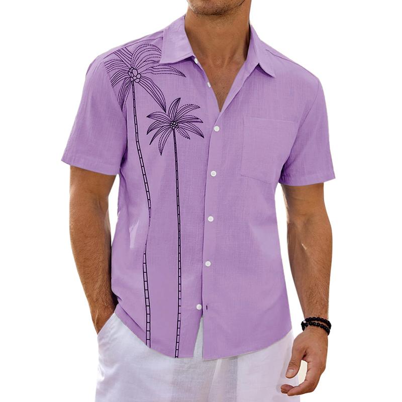 Men's Hawaiian Print Lapel Beach Short Sleeve Shirt 80167288X