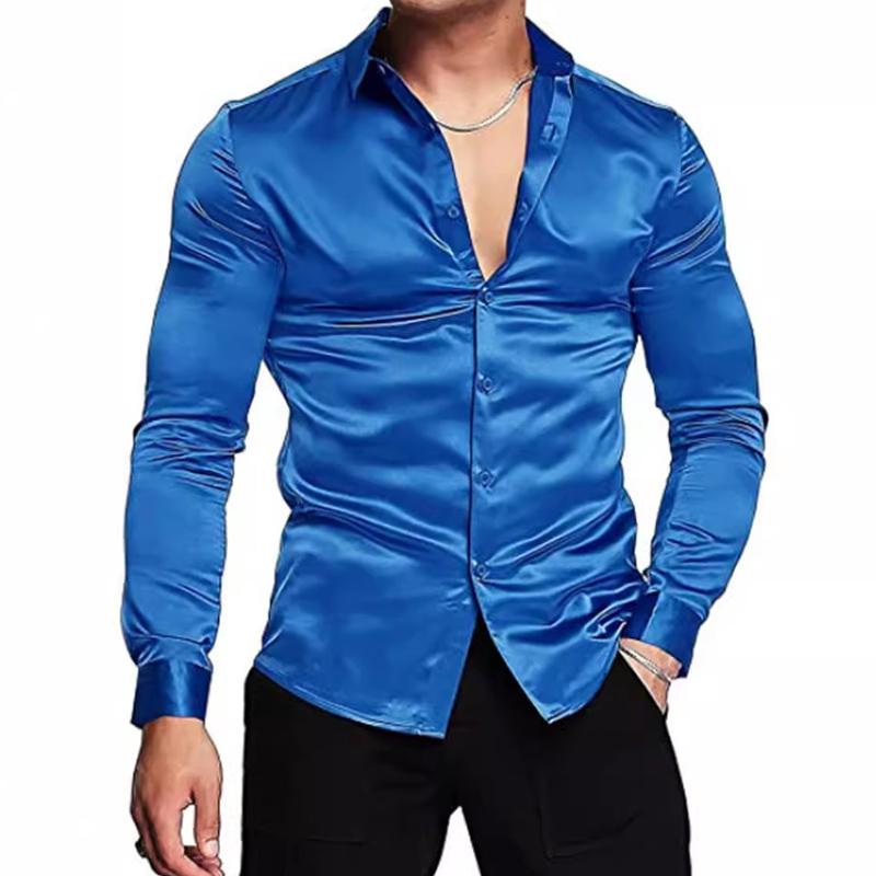 Men's Shiny Solid Color Shirt 56212505U