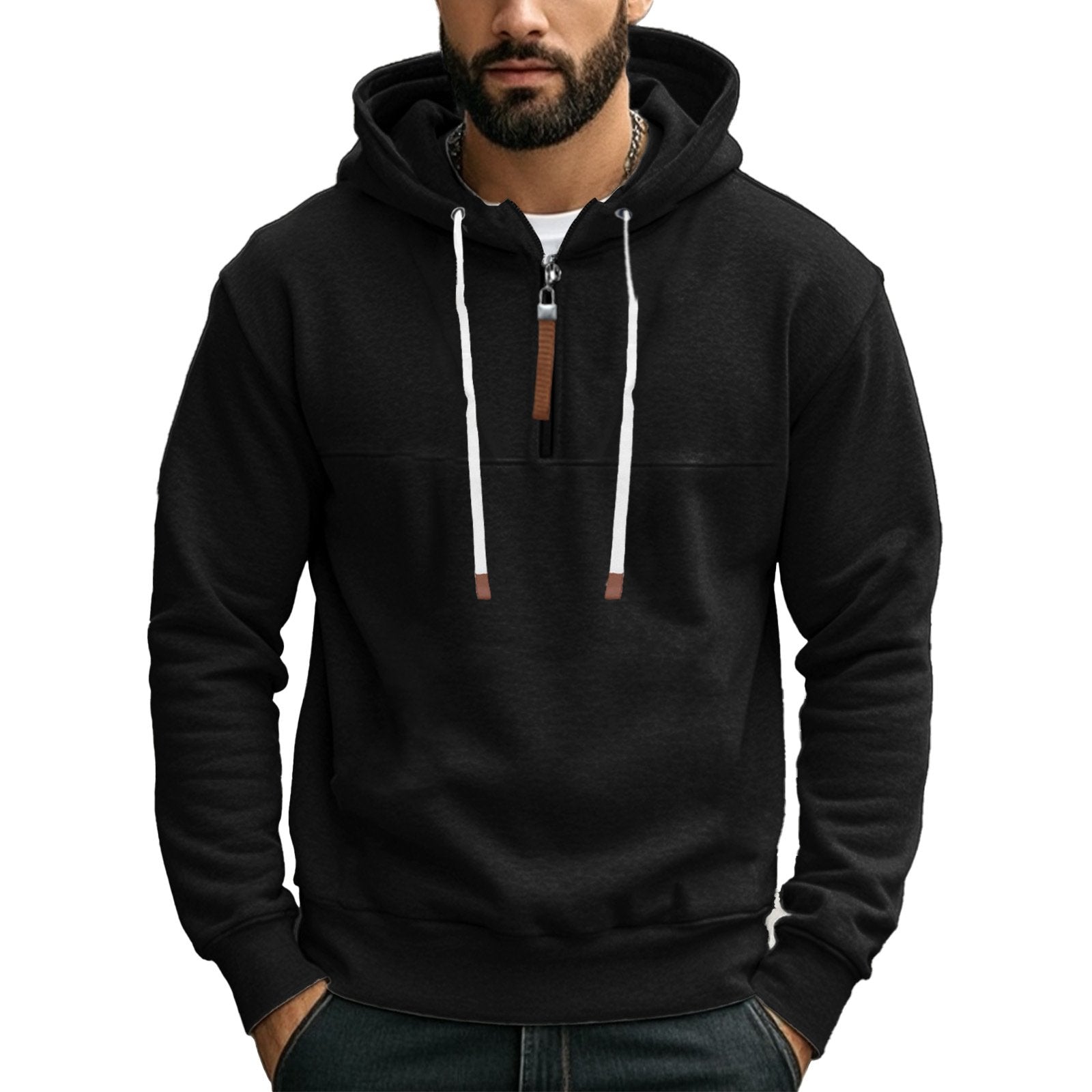 Einfarbiges Kapuzensweatshirt mit Reißverschluss für Herren 71735664Y