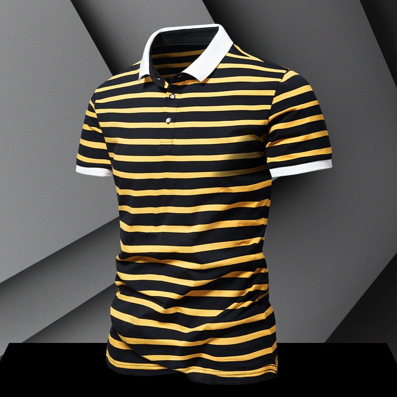 Men's Loose Striped Short Sleeve POLO Shirt 68503551X