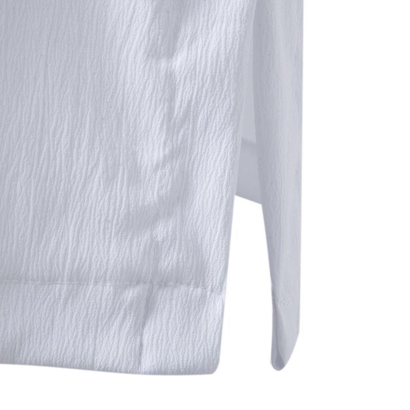 Men's Casual Shirt Retro Stand Collar Short Sleeve Shirt 25574754X